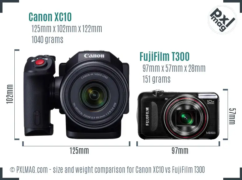 Canon XC10 vs FujiFilm T300 size comparison