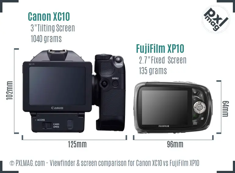 Canon XC10 vs FujiFilm XP10 Screen and Viewfinder comparison