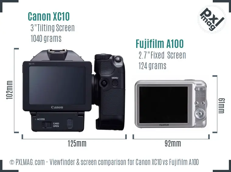 Canon XC10 vs Fujifilm A100 Screen and Viewfinder comparison