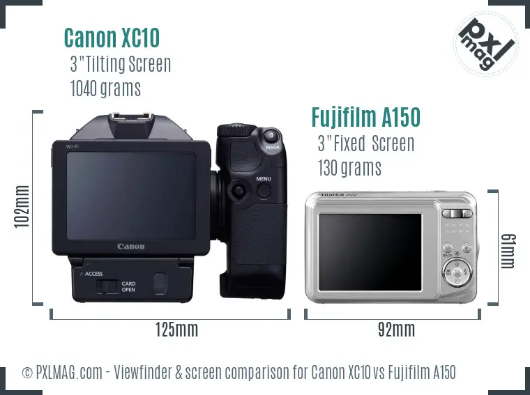 Canon XC10 vs Fujifilm A150 Screen and Viewfinder comparison