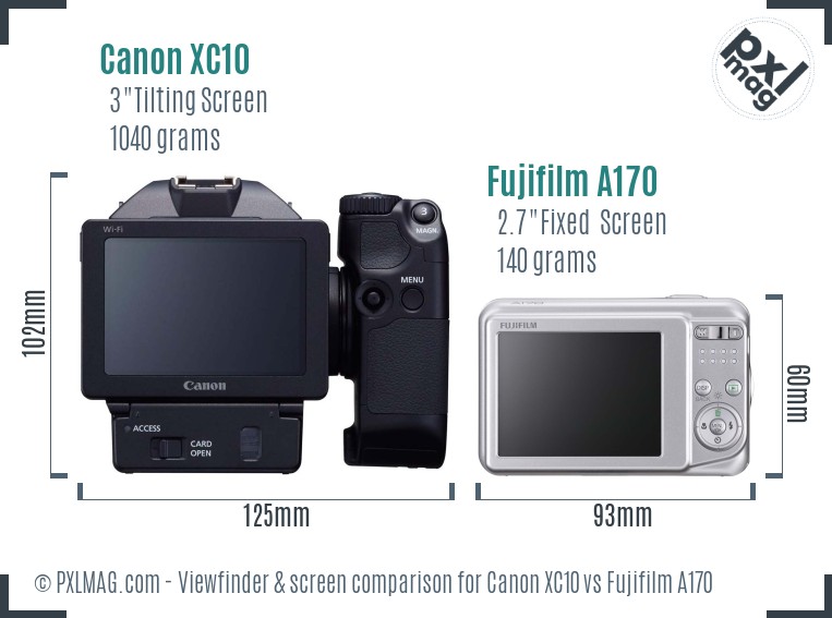 Canon XC10 vs Fujifilm A170 Screen and Viewfinder comparison