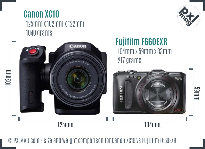Canon XC10 vs Fujifilm F660EXR size comparison Canon XC10 vs Fujifilm F660EXR size comparison