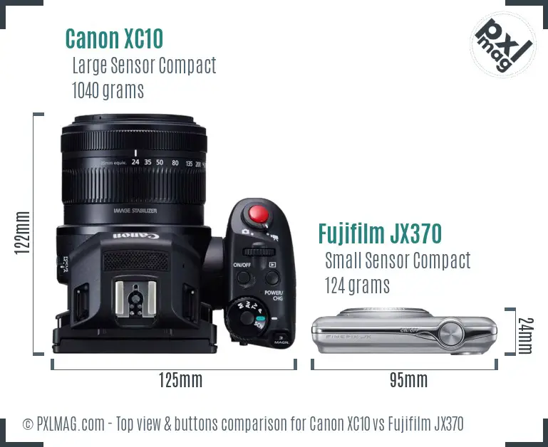 Canon XC10 vs Fujifilm JX370 top view buttons comparison