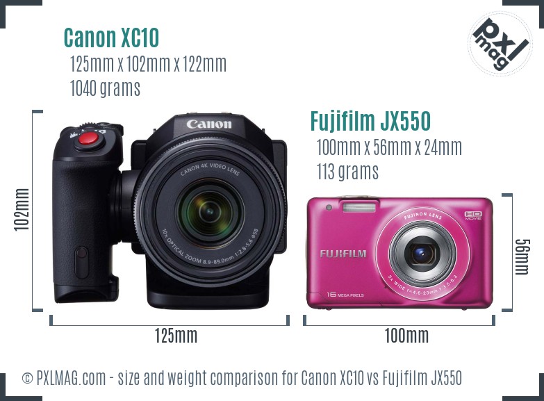Canon XC10 vs Fujifilm JX550 size comparison