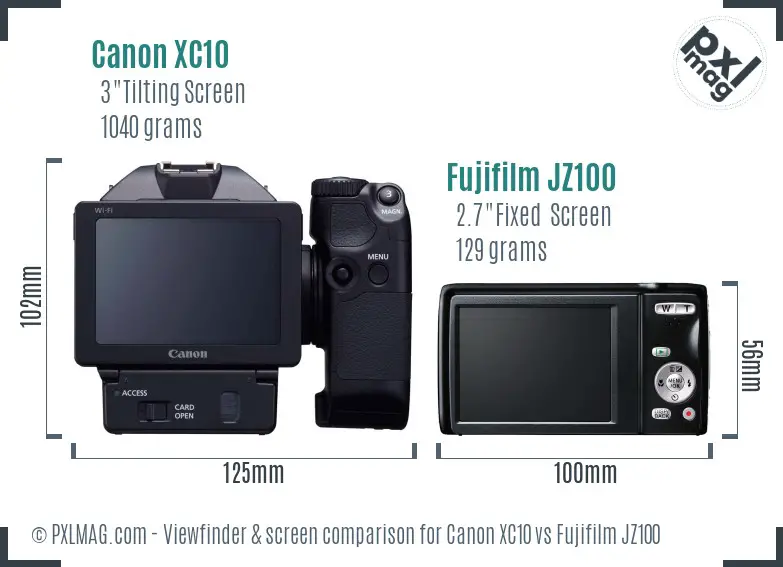 Canon XC10 vs Fujifilm JZ100 Screen and Viewfinder comparison