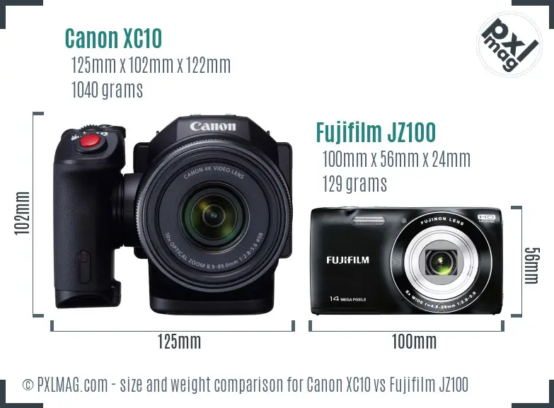 Canon XC10 vs Fujifilm JZ100 size comparison Canon XC10 vs Fujifilm JZ100 size comparison