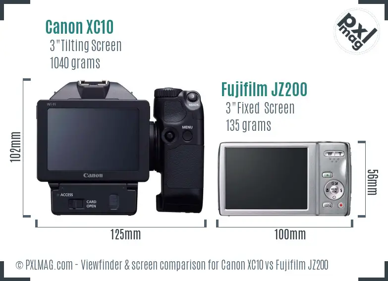 Canon XC10 vs Fujifilm JZ200 Screen and Viewfinder comparison