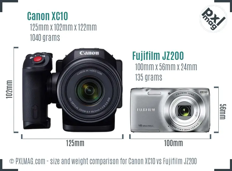 Canon XC10 vs Fujifilm JZ200 size comparison