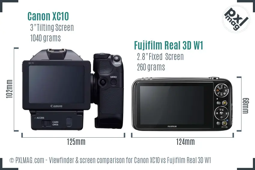 Canon XC10 vs Fujifilm Real 3D W1 Screen and Viewfinder comparison