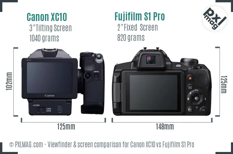Canon XC10 vs Fujifilm S1 Pro Screen and Viewfinder comparison