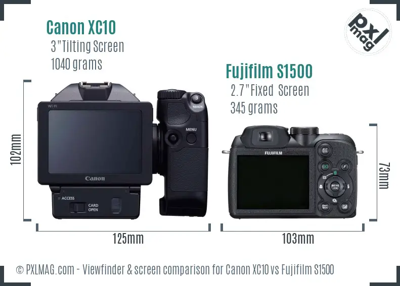 Canon XC10 vs Fujifilm S1500 Screen and Viewfinder comparison