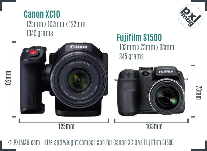 Canon XC10 vs Fujifilm S1500 size comparison