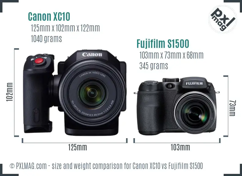 Canon XC10 vs Fujifilm S1500 size comparison Canon XC10 vs Fujifilm S1500 size comparison