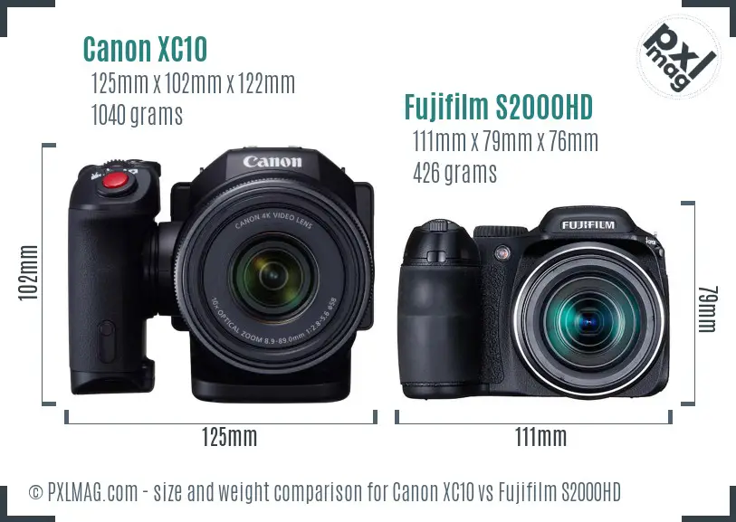 Canon XC10 vs Fujifilm S2000HD size comparison
