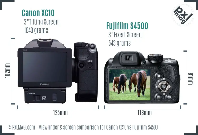 Canon XC10 vs Fujifilm S4500 Screen and Viewfinder comparison Canon XC10 vs Fujifilm S4500 Screen and Viewfinder comparison