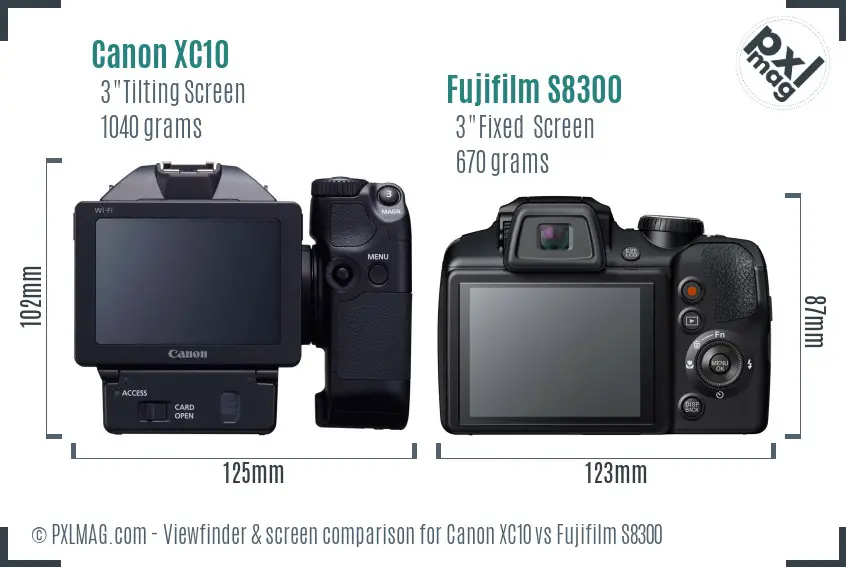 Canon XC10 vs Fujifilm S8300 Screen and Viewfinder comparison