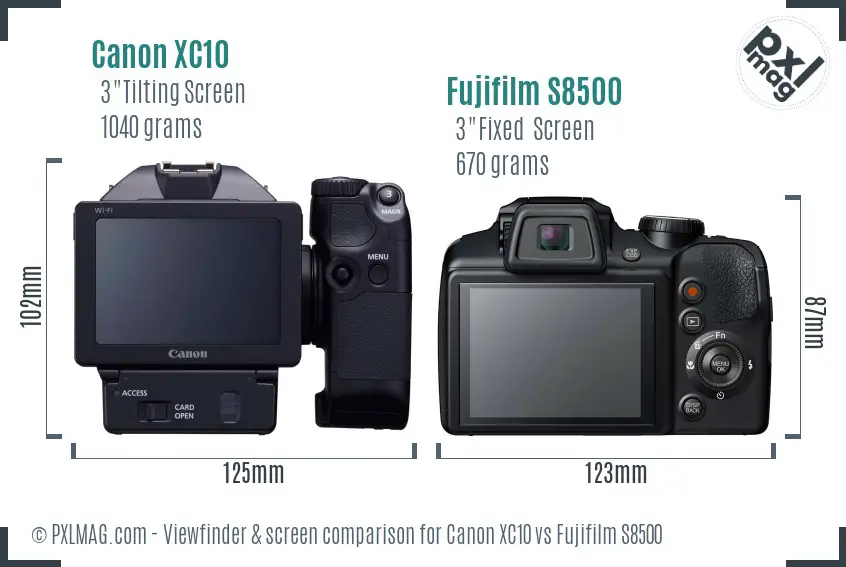 Canon XC10 vs Fujifilm S8500 Screen and Viewfinder comparison