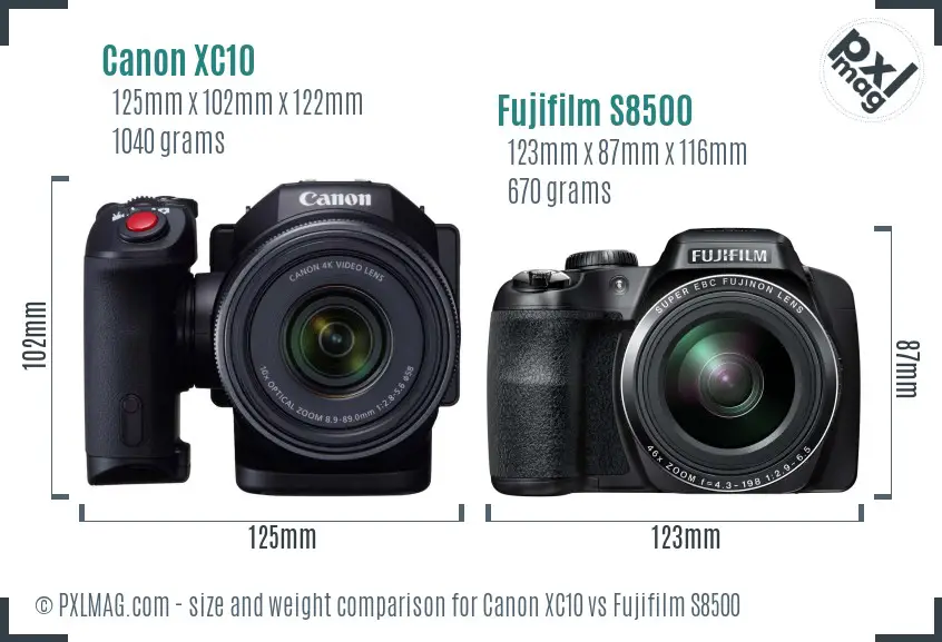 Canon XC10 vs Fujifilm S8500 size comparison