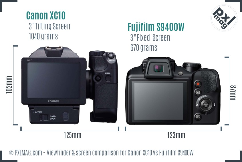 Canon XC10 vs Fujifilm S9400W Screen and Viewfinder comparison