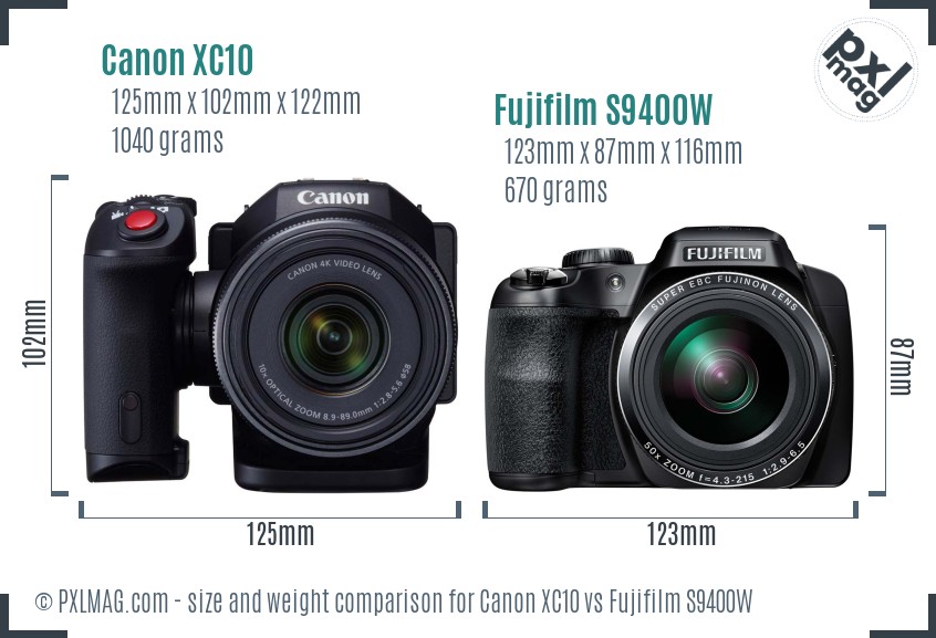 Canon XC10 vs Fujifilm S9400W size comparison Canon XC10 vs Fujifilm S9400W size comparison