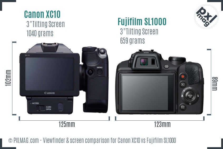 Canon XC10 vs Fujifilm SL1000 Screen and Viewfinder comparison