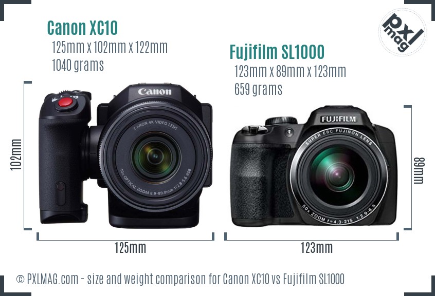 Canon XC10 vs Fujifilm SL1000 size comparison Canon XC10 vs Fujifilm SL1000 size comparison