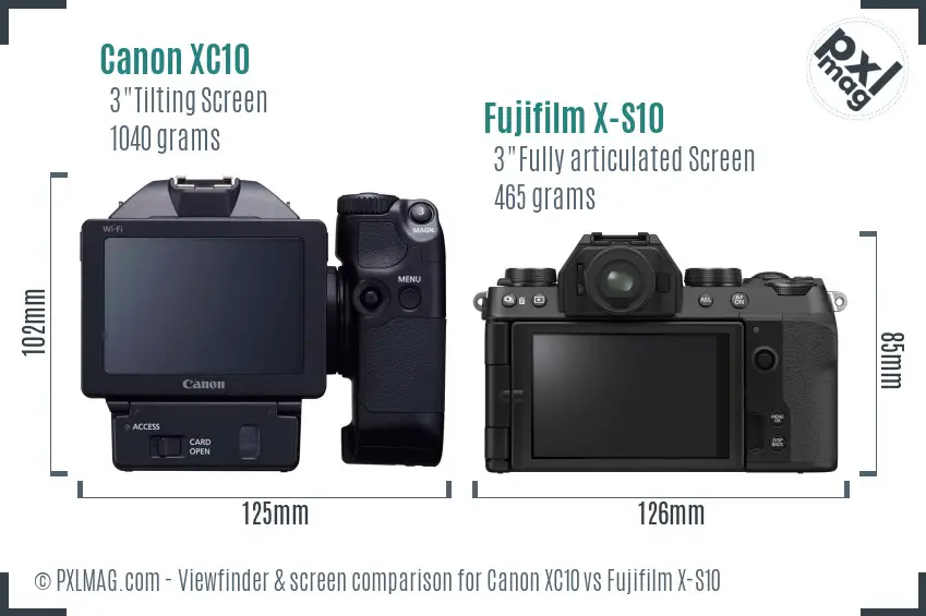 Canon XC10 vs Fujifilm X-S10 Screen and Viewfinder comparison Canon XC10 vs Fujifilm X-S10 Screen and Viewfinder comparison