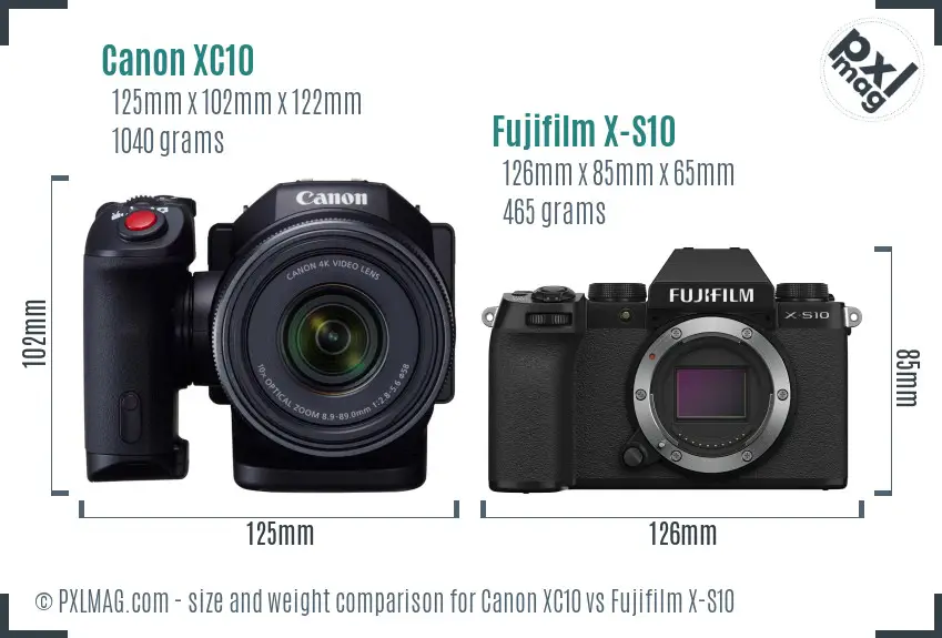 Canon XC10 vs Fujifilm X-S10 size comparison Canon XC10 vs Fujifilm X-S10 size comparison