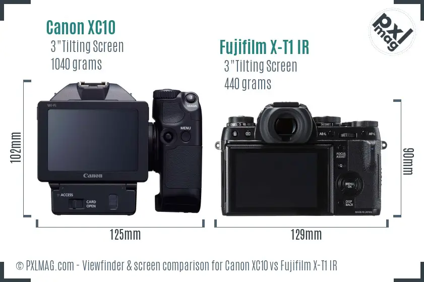 Canon XC10 vs Fujifilm X-T1 IR Screen and Viewfinder comparison