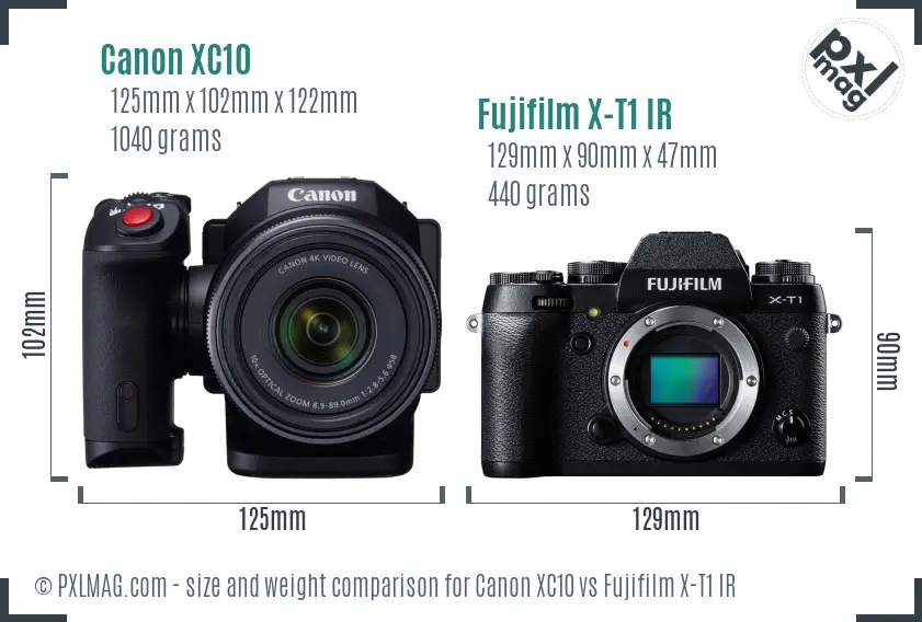 Canon XC10 vs Fujifilm X-T1 IR size comparison
