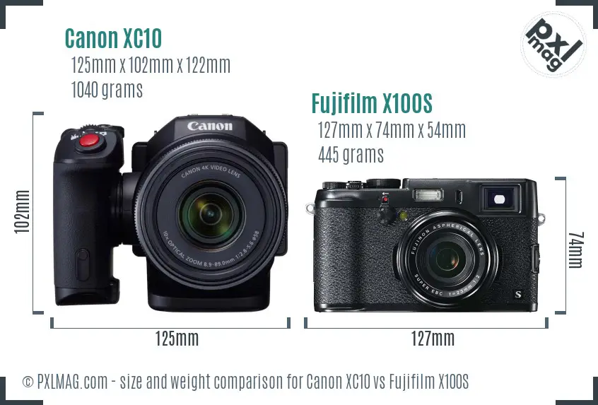 Canon XC10 vs Fujifilm X100S size comparison