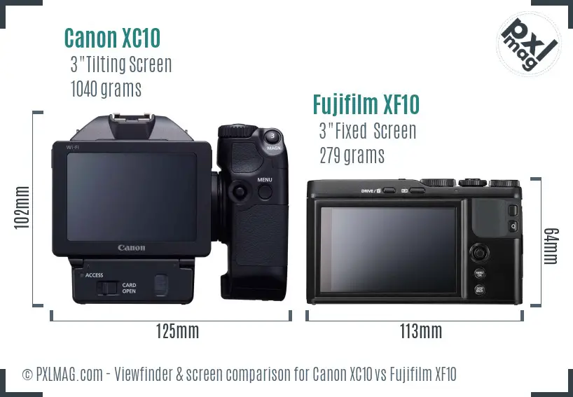 Canon XC10 vs Fujifilm XF10 Screen and Viewfinder comparison