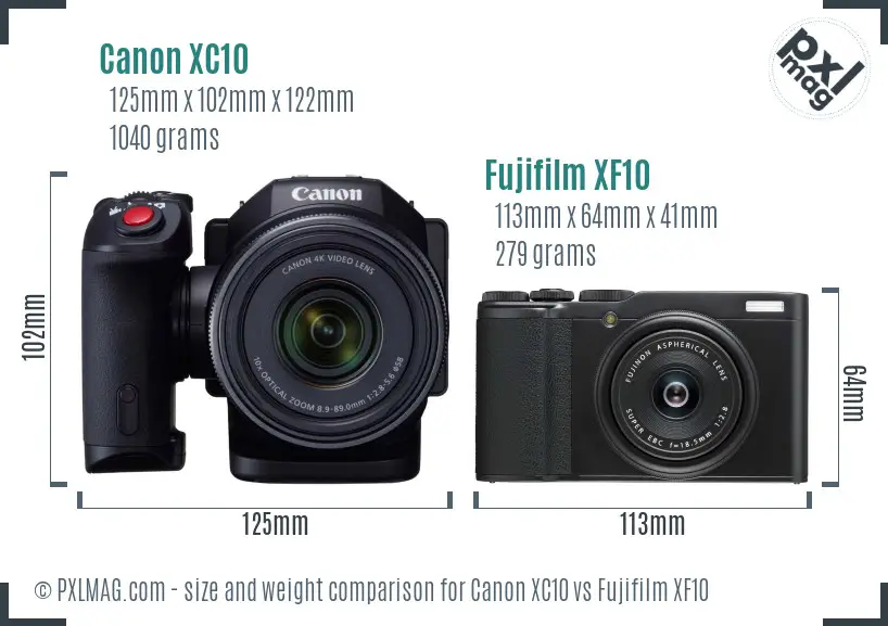 Canon XC10 vs Fujifilm XF10 size comparison
