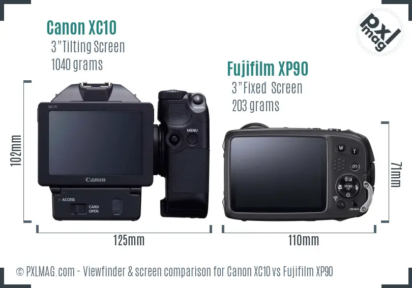 Canon XC10 vs Fujifilm XP90 Screen and Viewfinder comparison