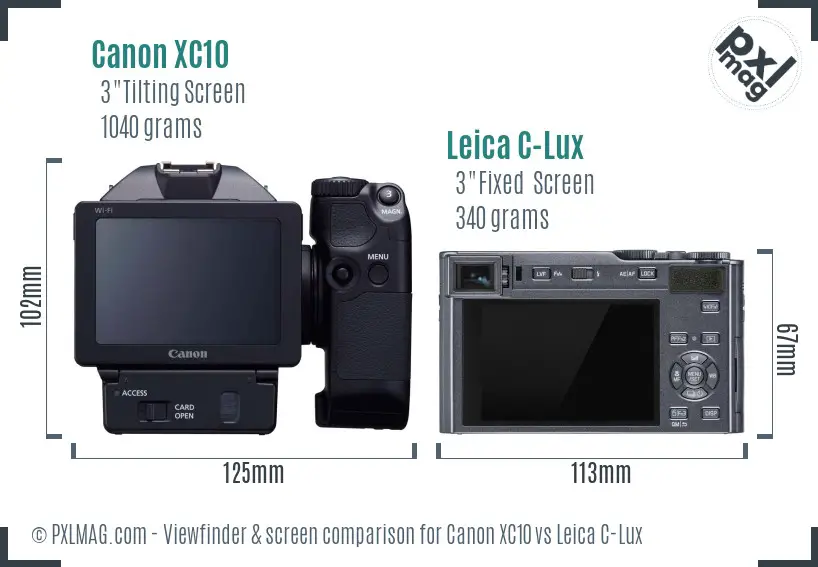 Canon XC10 vs Leica C-Lux Screen and Viewfinder comparison