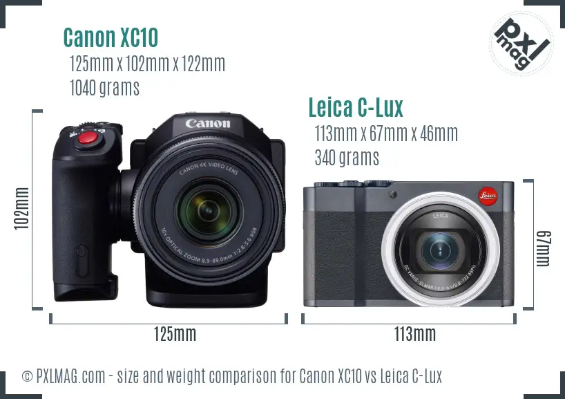 Canon XC10 vs Leica C-Lux size comparison