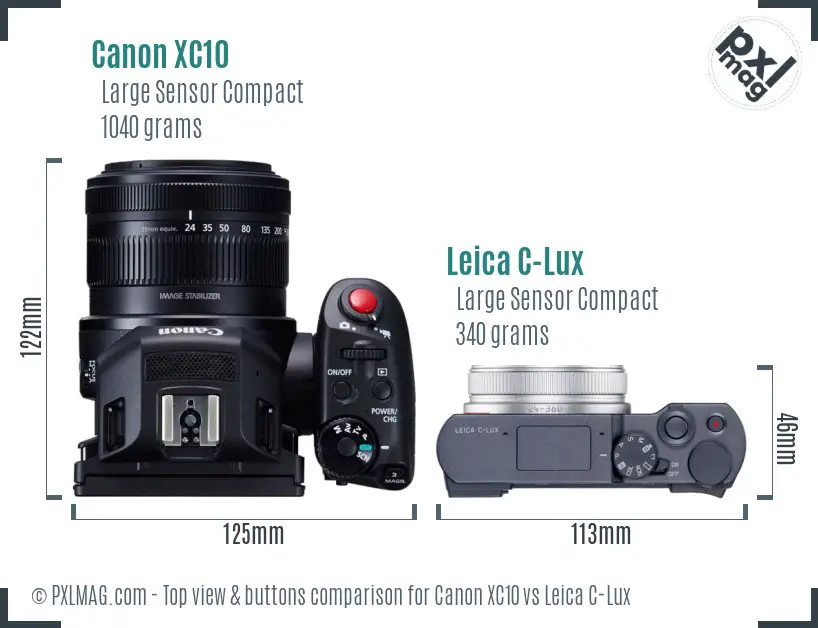 Canon XC10 vs Leica C-Lux top view buttons comparison