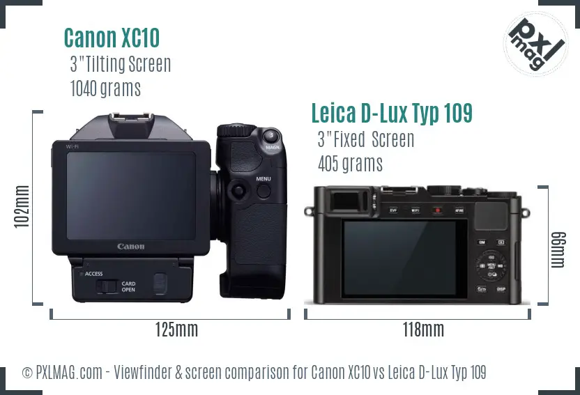 Canon XC10 vs Leica D-Lux Typ 109 Screen and Viewfinder comparison