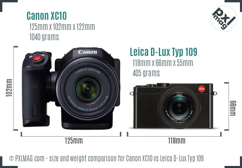Canon XC10 vs Leica D-Lux Typ 109 size comparison