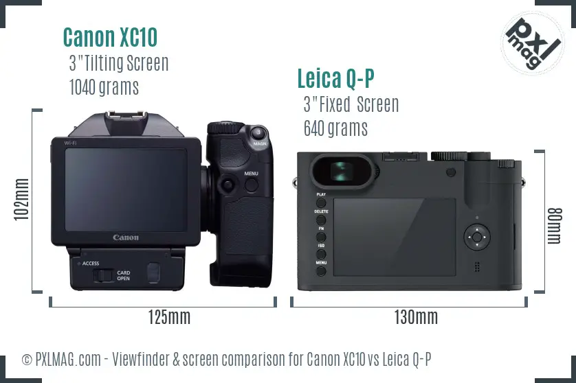 Canon XC10 vs Leica Q-P Screen and Viewfinder comparison