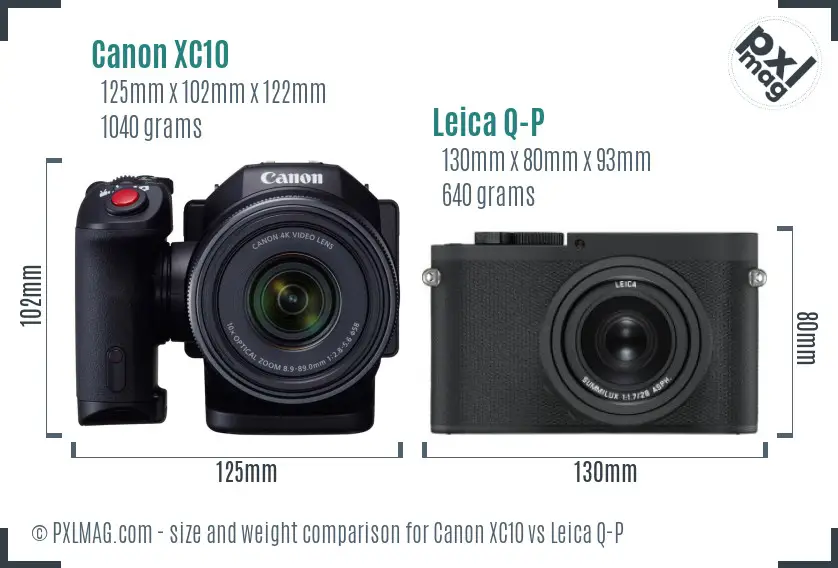 Canon XC10 vs Leica Q-P size comparison