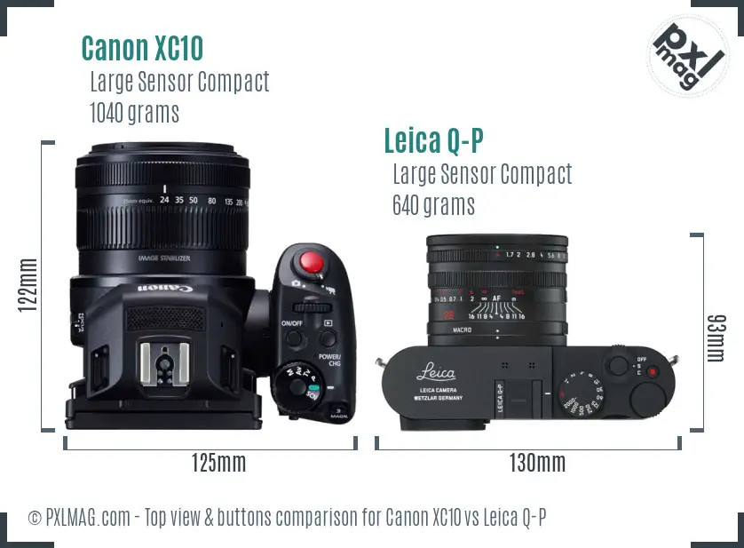 Canon XC10 vs Leica Q-P top view buttons comparison