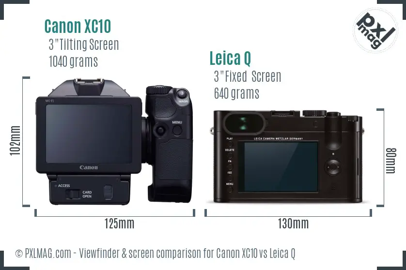 Canon XC10 vs Leica Q Screen and Viewfinder comparison