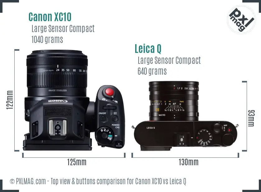 Canon XC10 vs Leica Q top view buttons comparison