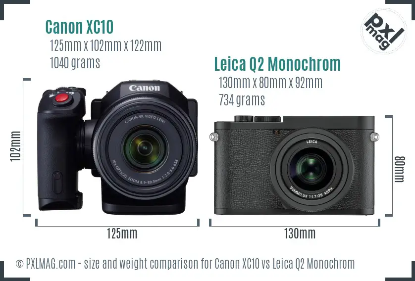 Canon XC10 vs Leica Q2 Monochrom size comparison