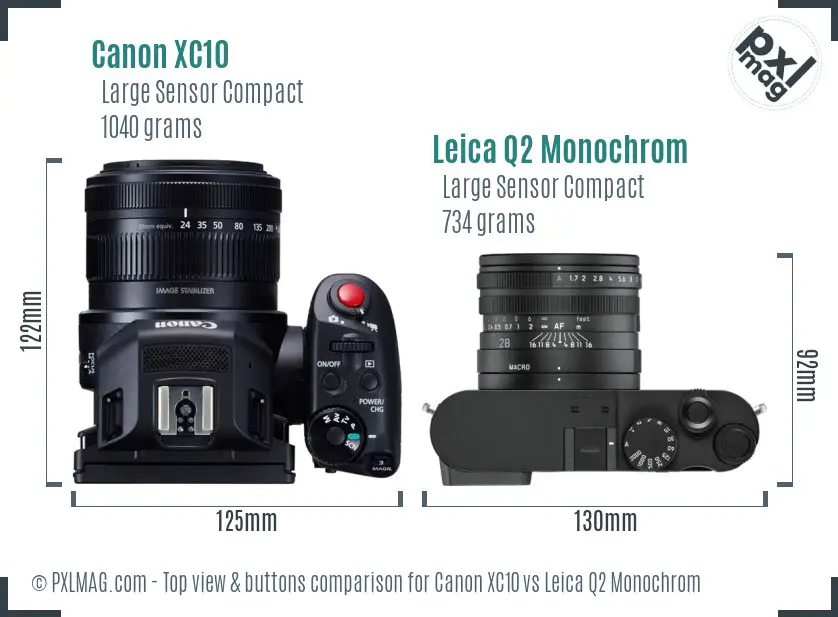 Canon XC10 vs Leica Q2 Monochrom top view buttons comparison