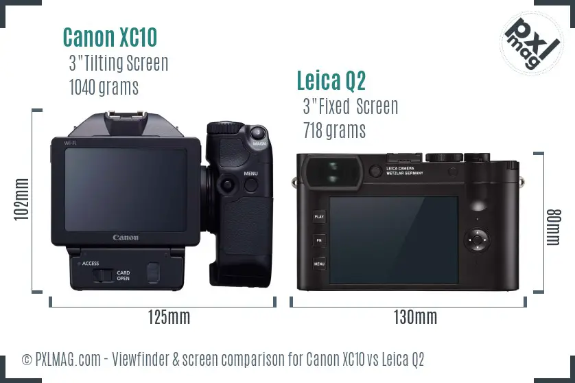 Canon XC10 vs Leica Q2 Screen and Viewfinder comparison