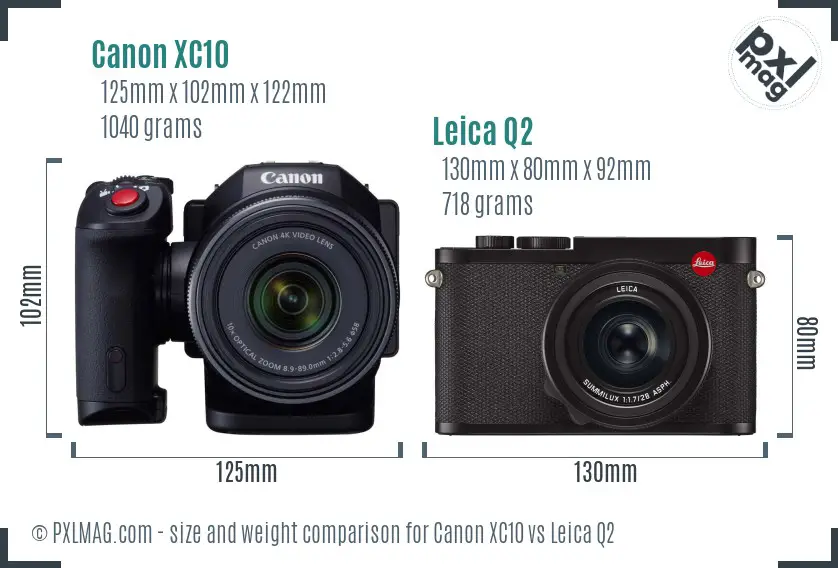 Canon XC10 vs Leica Q2 size comparison