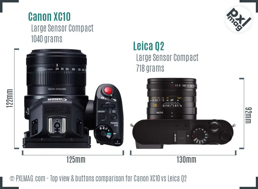 Canon XC10 vs Leica Q2 top view buttons comparison