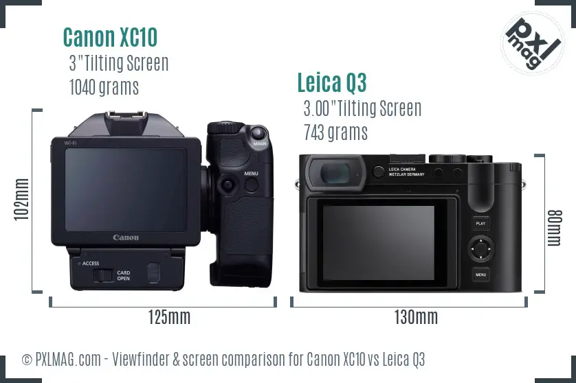 Canon XC10 vs Leica Q3 Screen and Viewfinder comparison